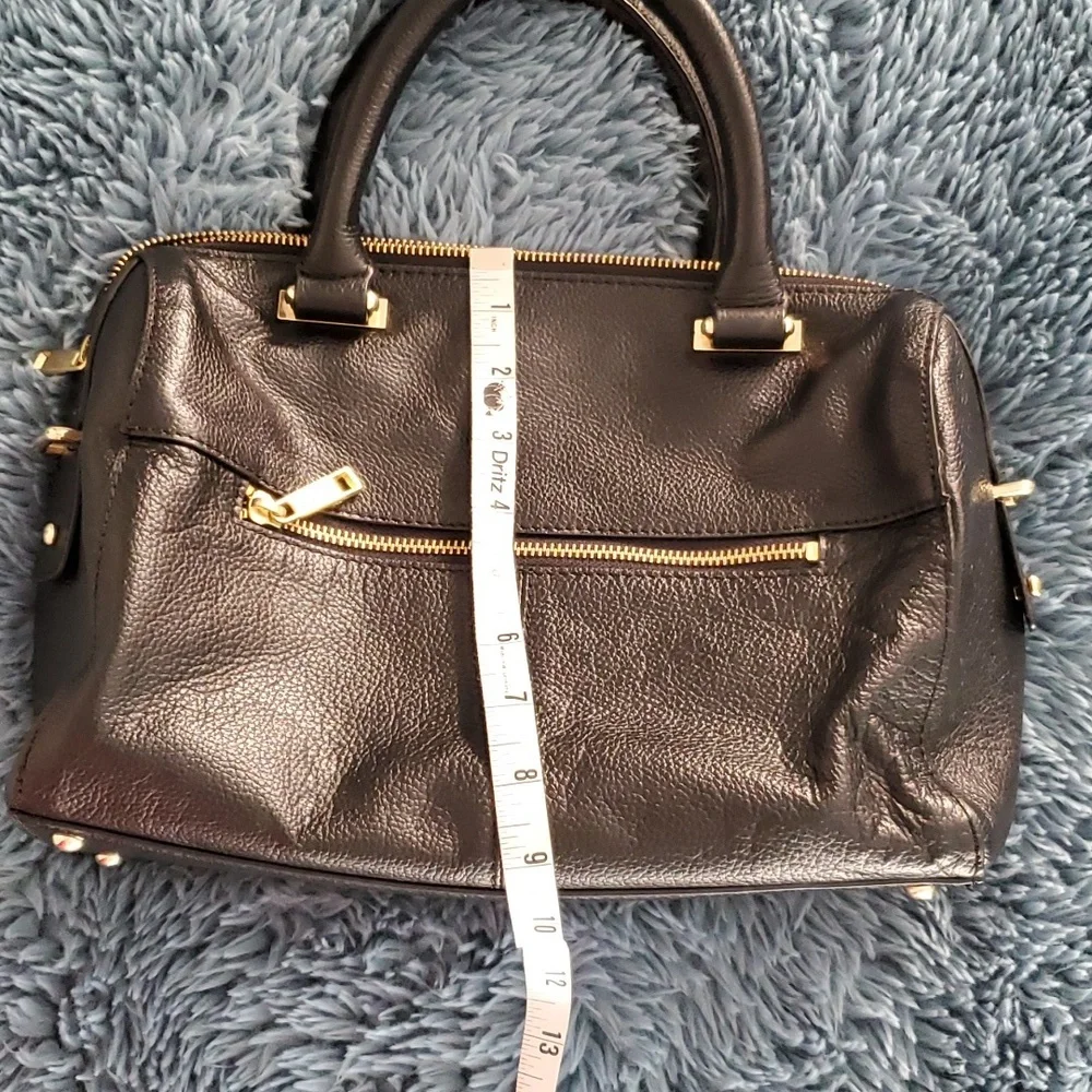 GENUINE LEATHER BAG WITH GOLD HARDWARE BLACK